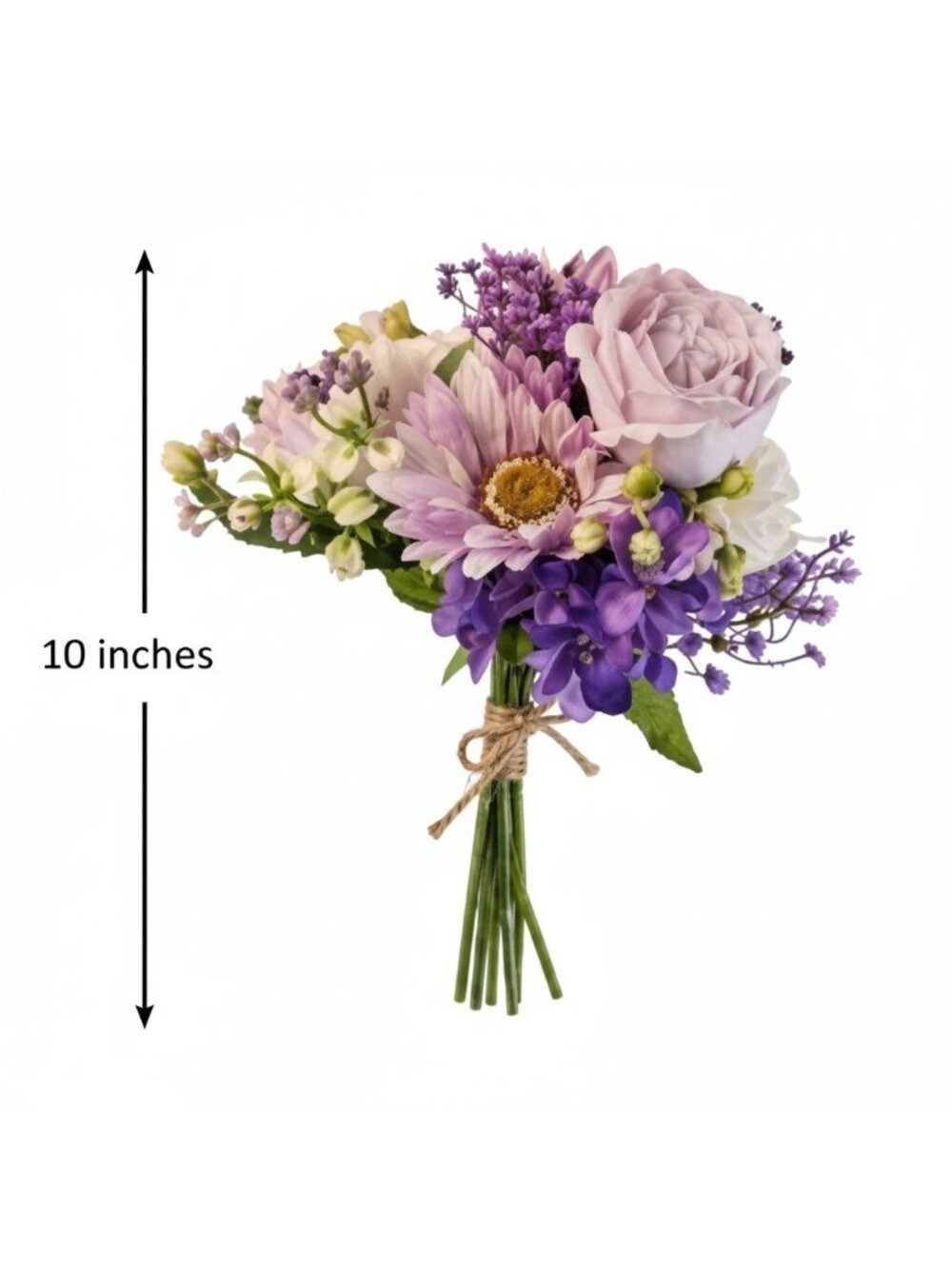Lavender Purple Artificial Bouquet Real Touch Roses Gerbera Daisy Wedding Bouque - Picture 2 of 10